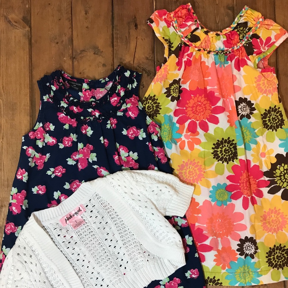 Lot- Toddler Girls Summer Dresses with knit jacket